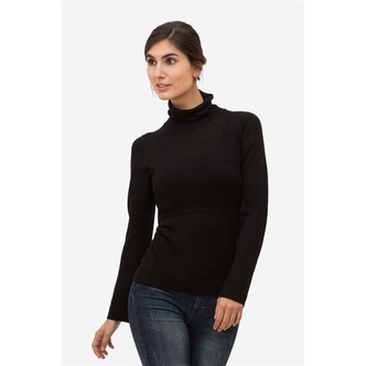 Sort ammebluse i uld med højhals i Merino uld