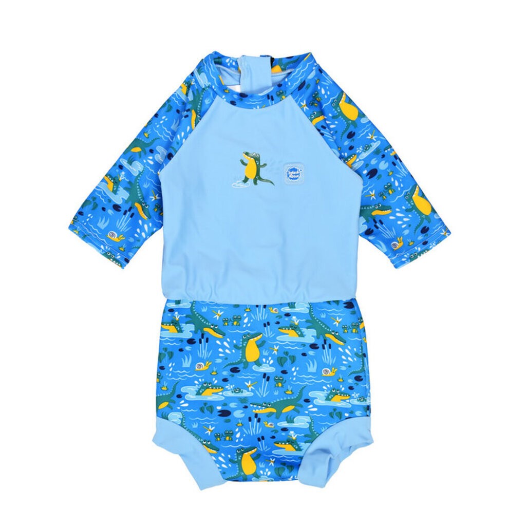 Happy nappy sunsuit - Crocodile swamp blue - 6-14 MDR.