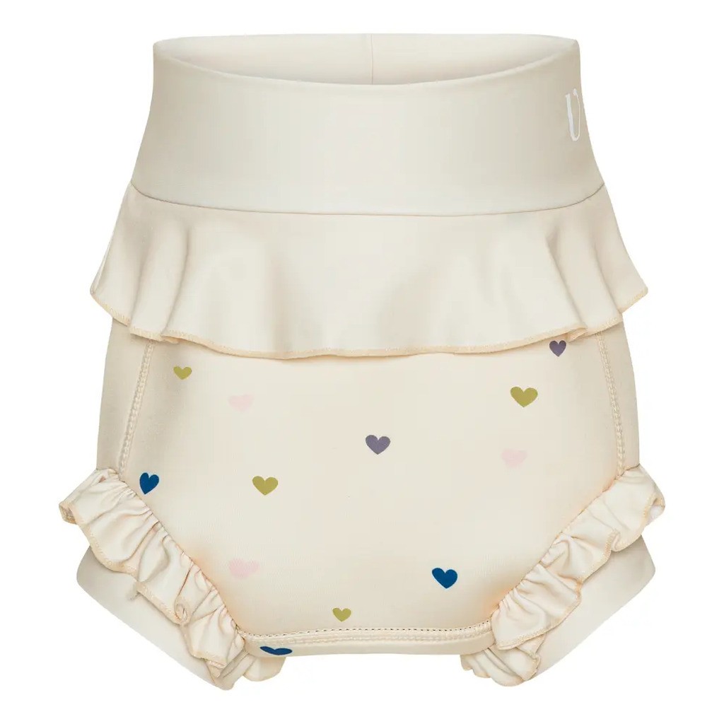 Badeble - Neopren - Frill - Milk - Hearts - MILK - 1-2 ÅR
