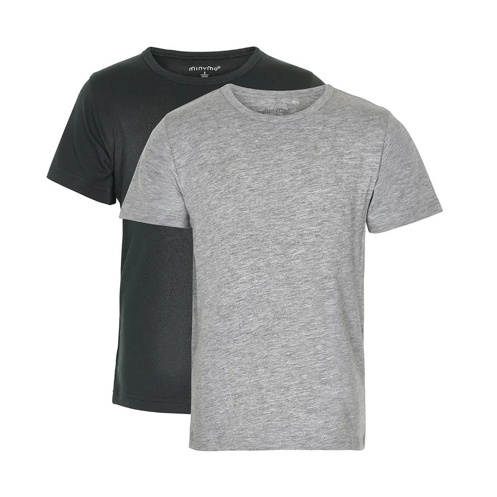 2 Pak Basic T-Shirts - 193 Anthracite Black -    98
