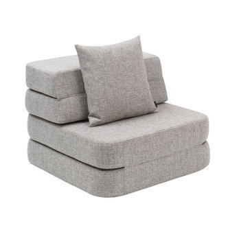Sofa - 3 fold single soft - lysegrå/mørkegrå knap