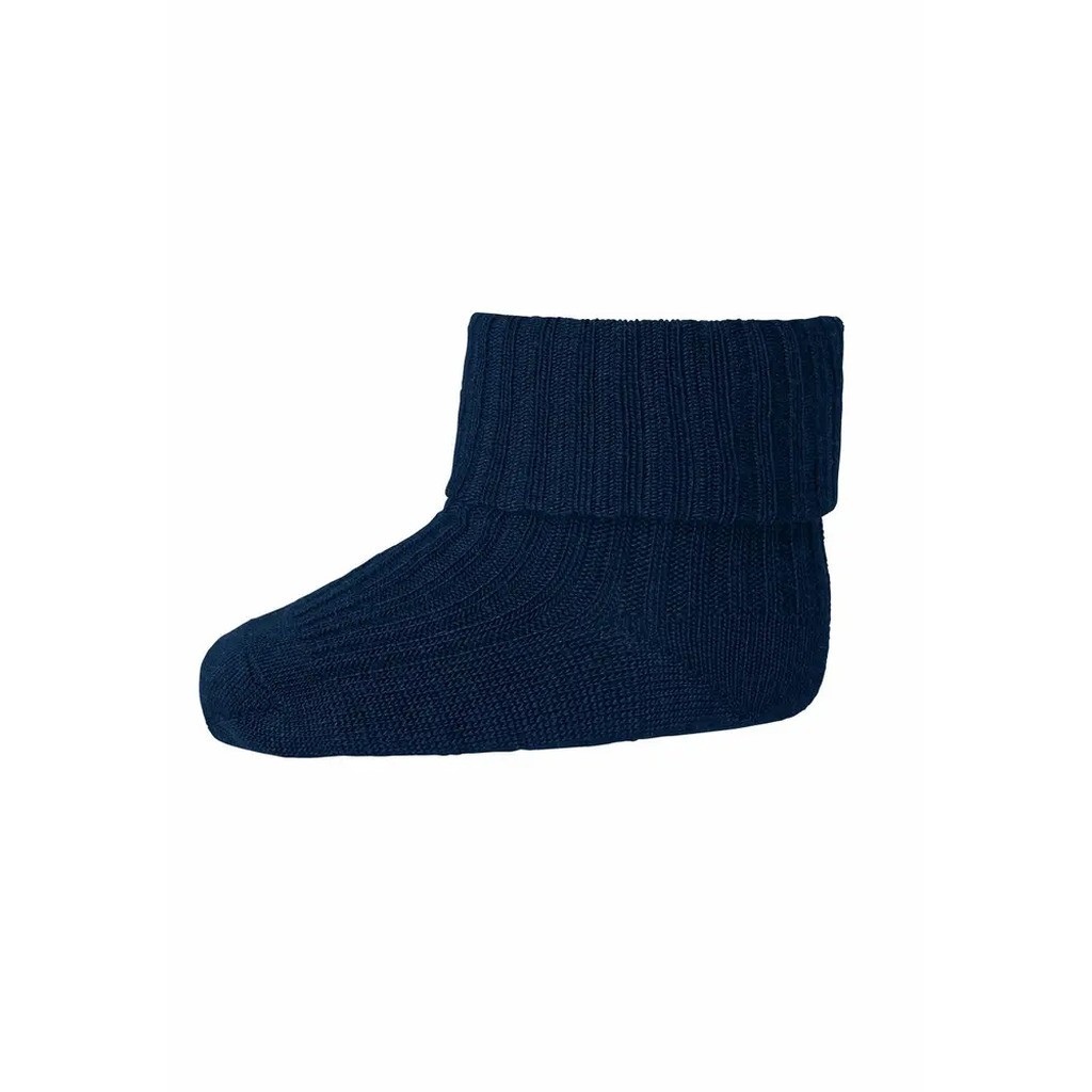 Uld Ankelstrømpe  Rib - Navy - 1516