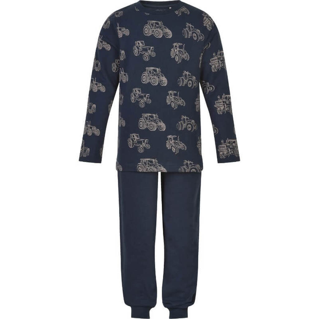 Minymo -  Nattøj - Navy Night med traktor print - 122