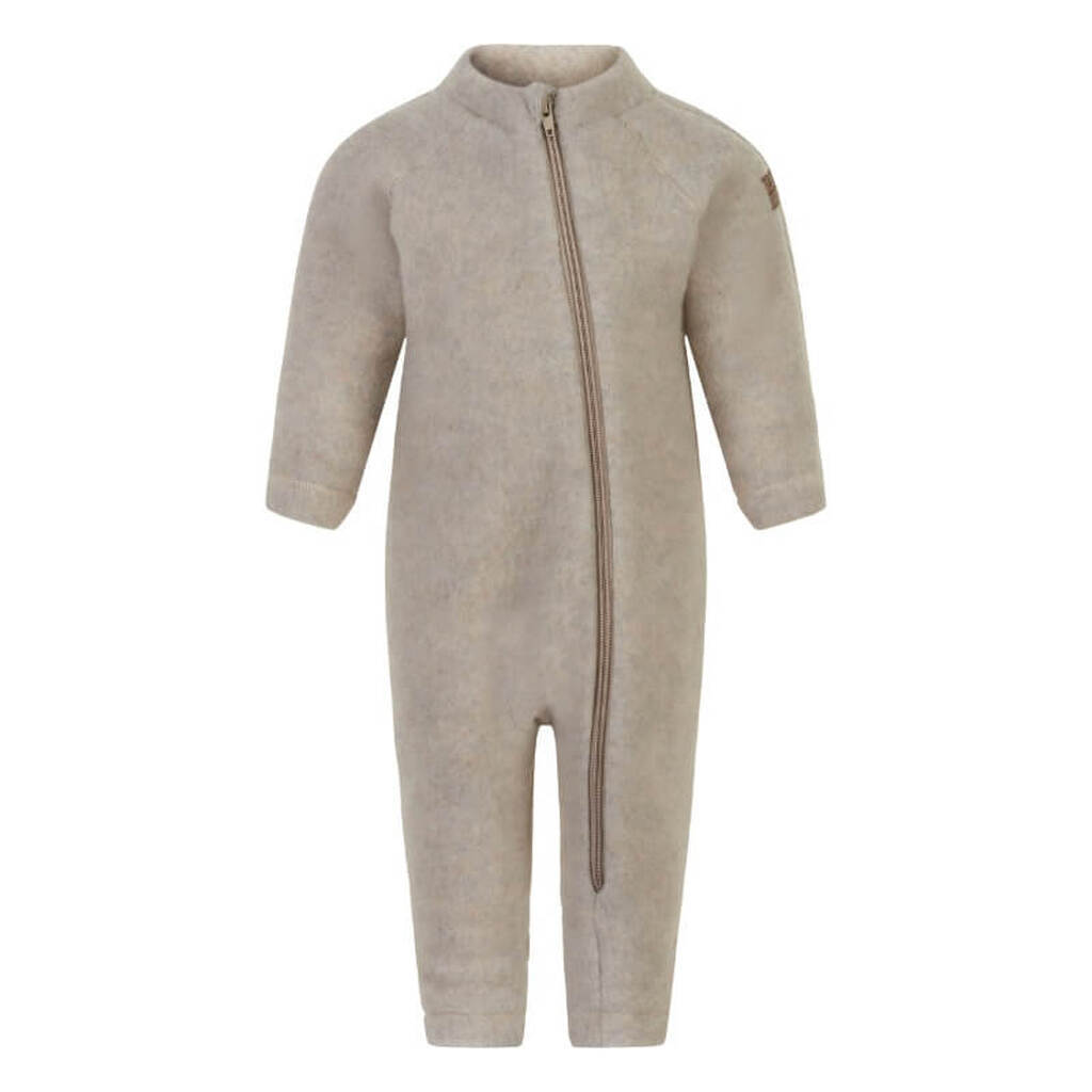 Mikk-Line - Køredragt Wool Baby Suit - Melange Offwhite - 86