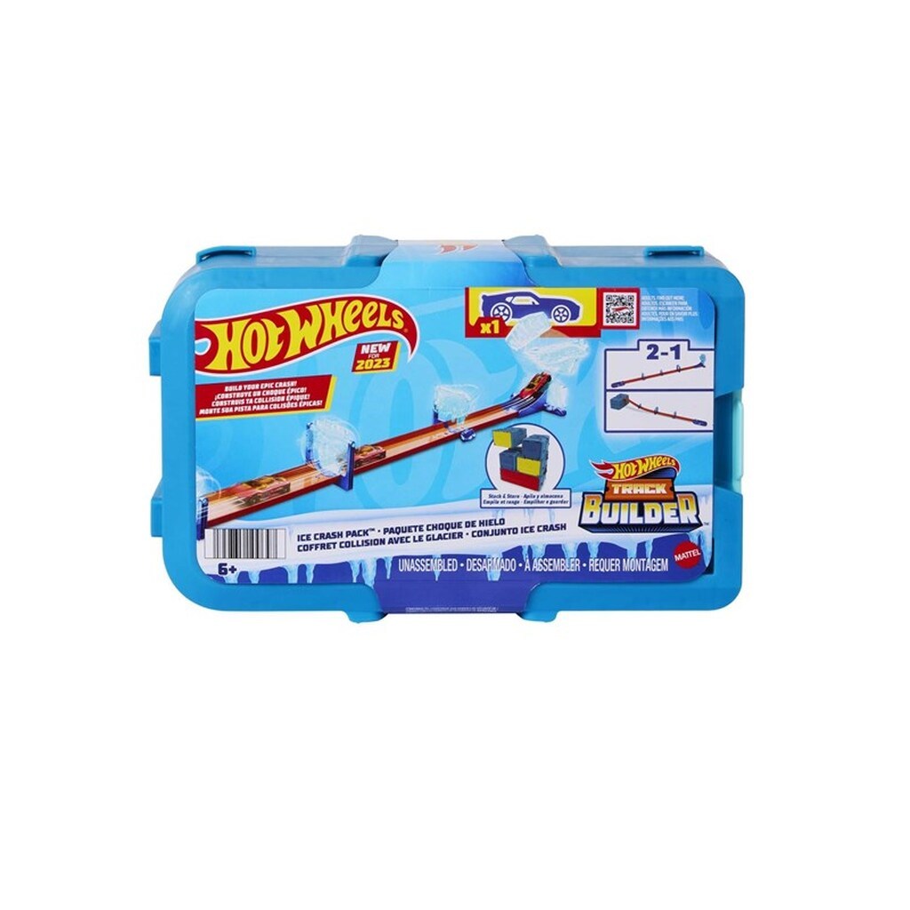 Hot Wheels Track Builder Ice Crash Playset With Toy Car 10 Ice-themed Track Pieces And Storage Box