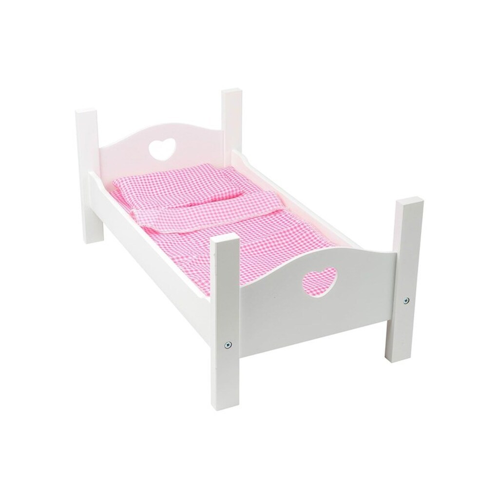 Small Foot - Wooden Doll Bed White with Bedding 4dlg