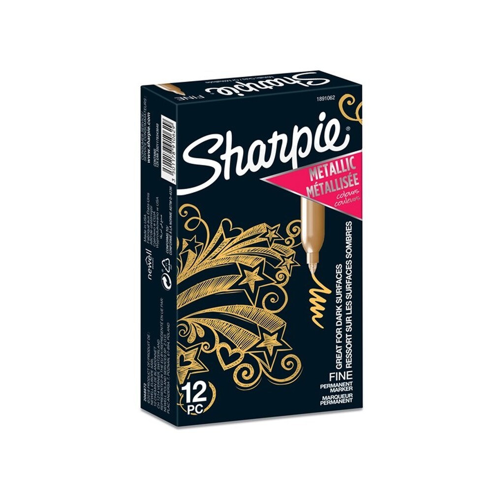 Sharpie Metallic Permanent Markers | Fin spids | Guld | 12 styk