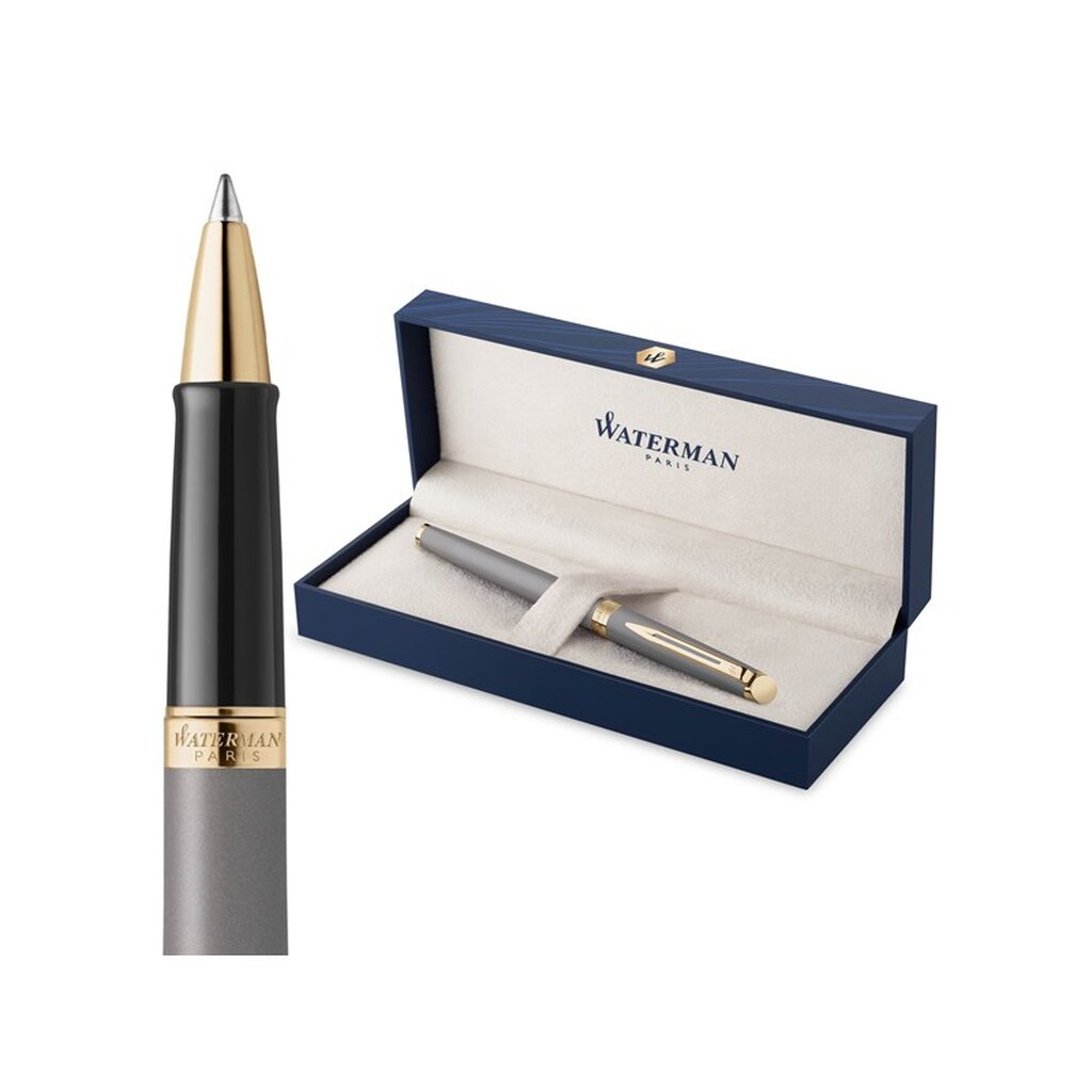 Waterman Hémisphère Rollerball Pen | Stone Grey (The Understated Edit Collection) | Fin Spids med Sort Blæk | Gaveæske