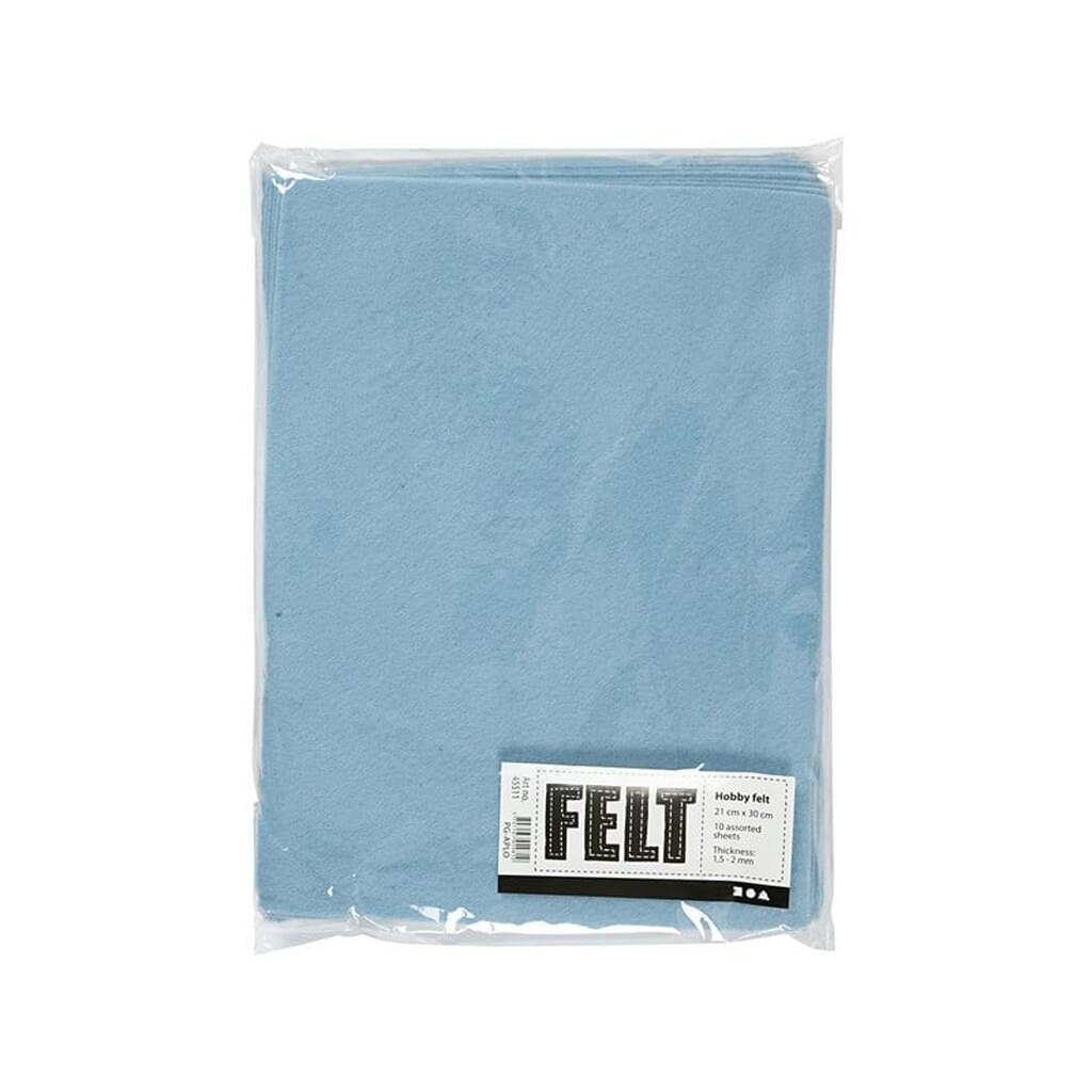 Creativ Company Hobby Felt Light Blue A4 10 Sheets