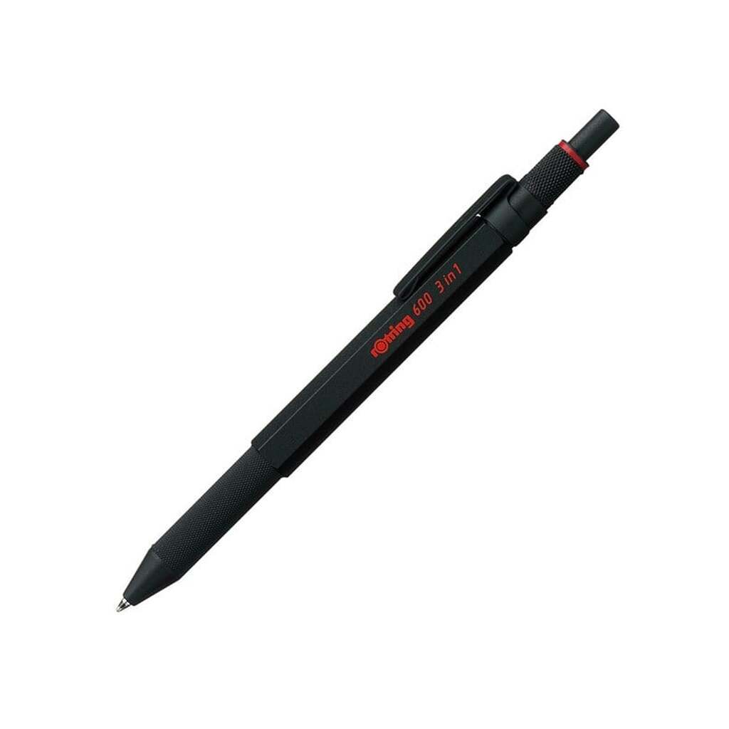 Rotring rOtring 6 3-in-1 Multicolour Pen and Mechanical Pencil | Black amp; Red Ballpoint Pen Tips | 1 Mechanical Pencil Tip (.5mm) | Black Barrel