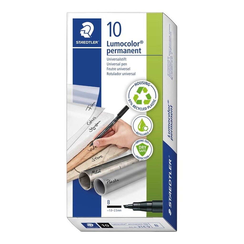 Staedtler LUMOCOLOR PERM B 1,0-2,5 mm BLÅ, ÆSKE 10 STK
