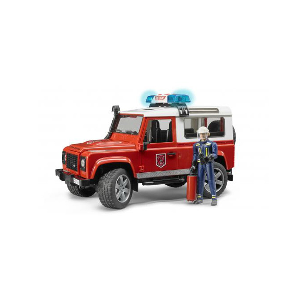 Bruder Land Rover Defender St.Wagon fire department vehicle with fireman