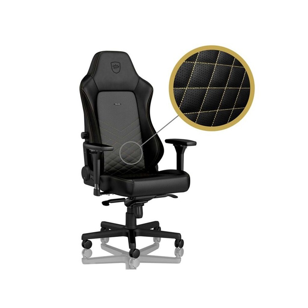 noblechairs HERO Gaming Chair - BlackGold Gamer Stol - Sort  Guld - PU Læder - Op til 150 kg