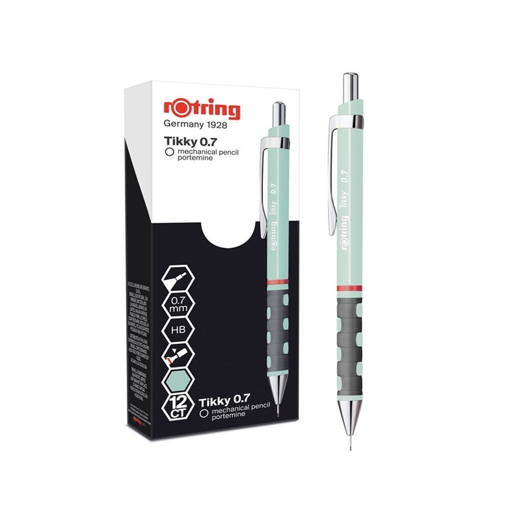 Rotring rOtring Tikky Pastel mekaniske blyanter | HB 0,7 mm | Opal blå | med komfort gummigreb | 12 stk