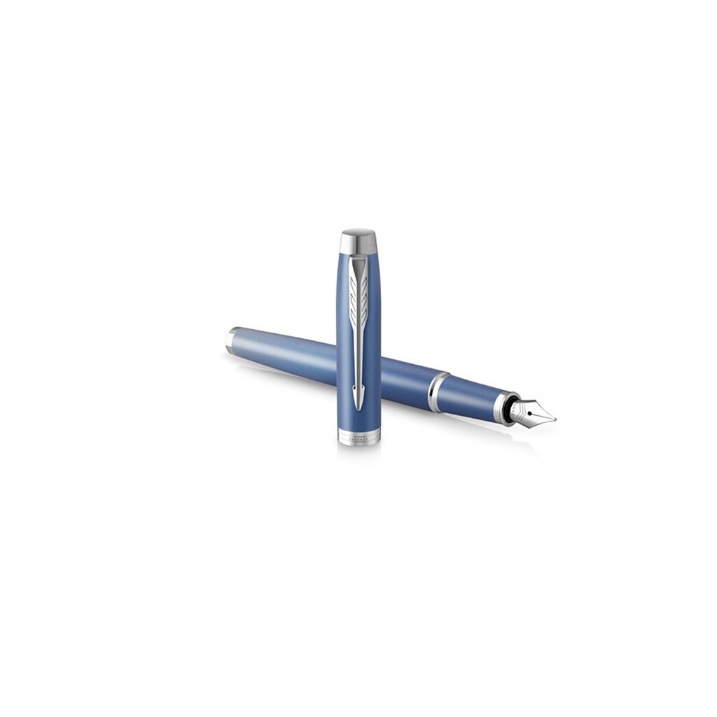 Parker IM Writing Rituals Fyldepen, Peaceful Blue finish amp; krombeklædning, Medium spids, Blå blækpatron, Gaveæske
