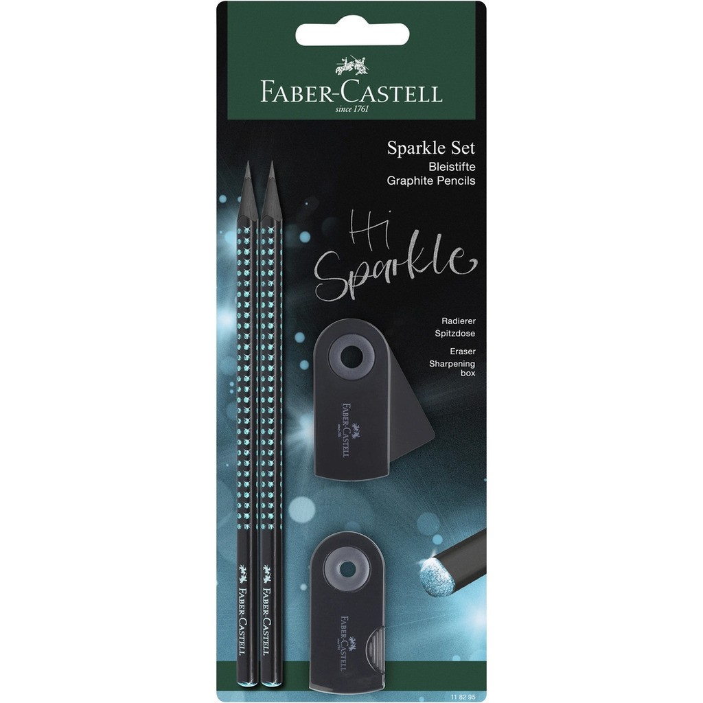 Blistersæt Faber-Castell Sparkle Sort MBlå Glitter