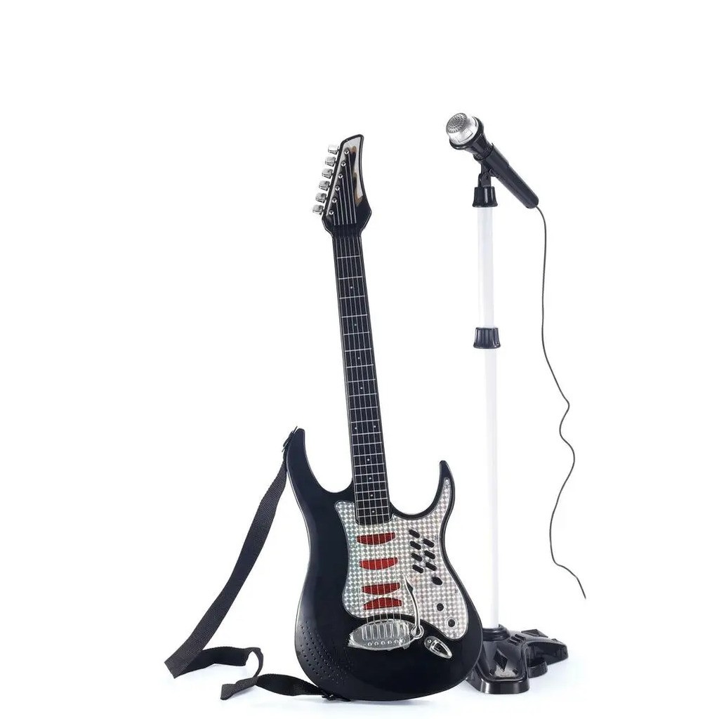 Elektrisk Guitar med Mikrofon og Stativ