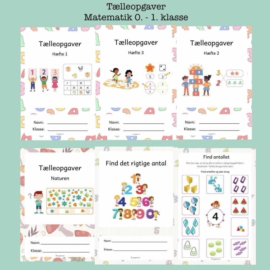 Tælleopgaver - matematik 0. - 1. klasse (Print selv)