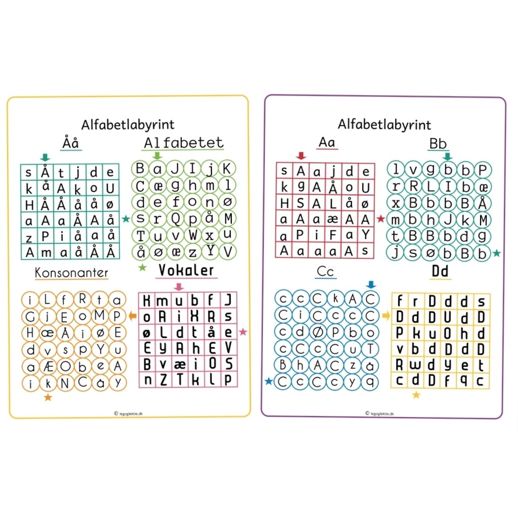 30 labyrinter med bogstaver  (Print selv)