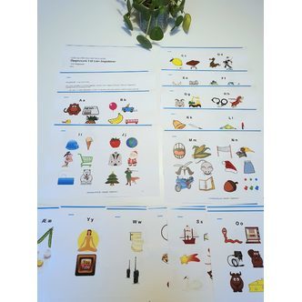 "Lær bogstaver" hæfte - Opgaver og forældrevejledning  (Print selv)