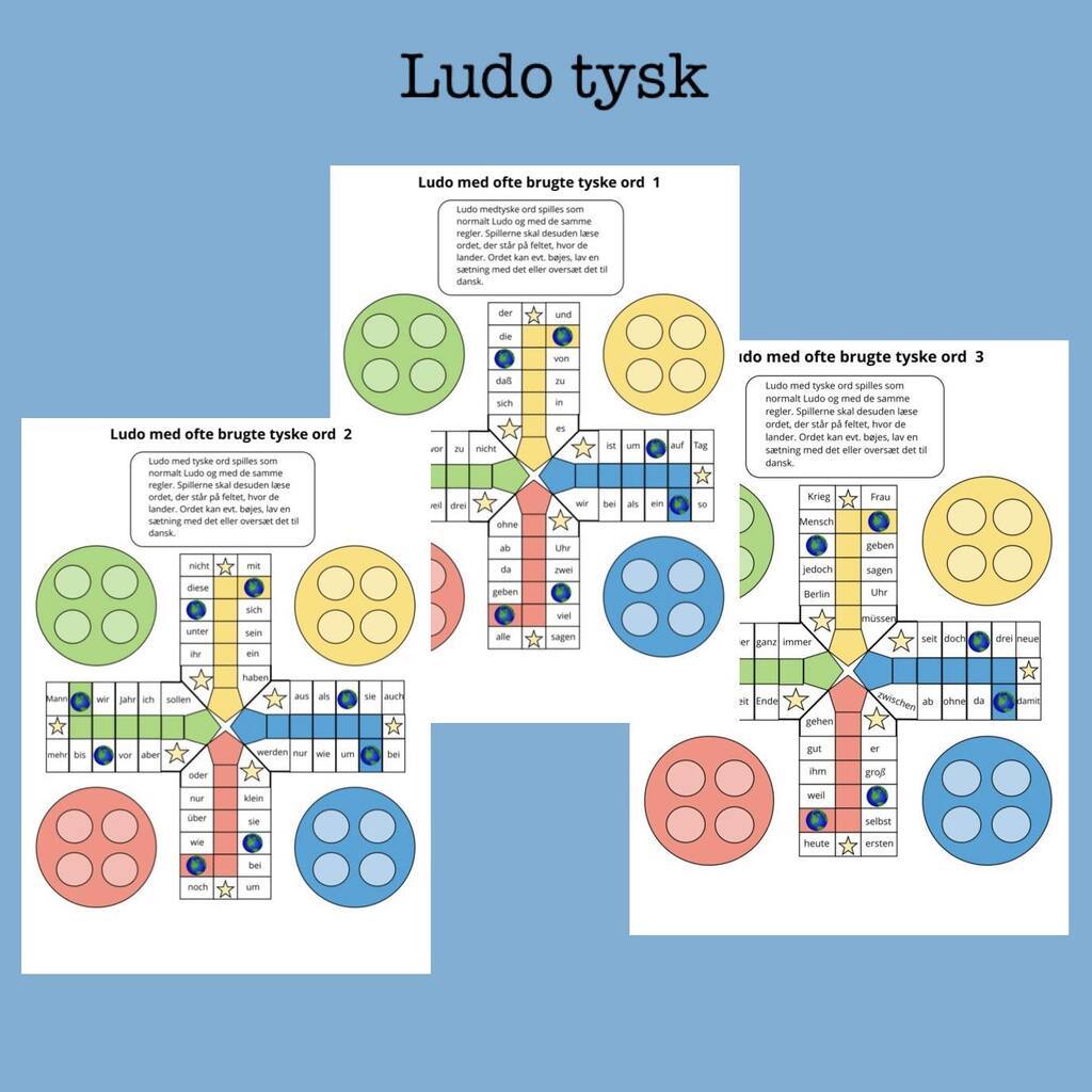 3 forskellige spil tysk ludoÂ¨ (Print selv)