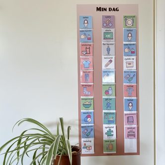 "Min dagsplan" - piktogrammer, velcro og plakat- sticker (jordfarve)