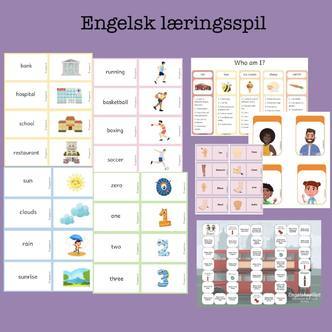 7 forskellige læringsspil til engelsk 1.-3. klasse  (Print selv)