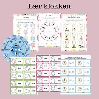 Lær klokken - hæfter og spil (Print selv)