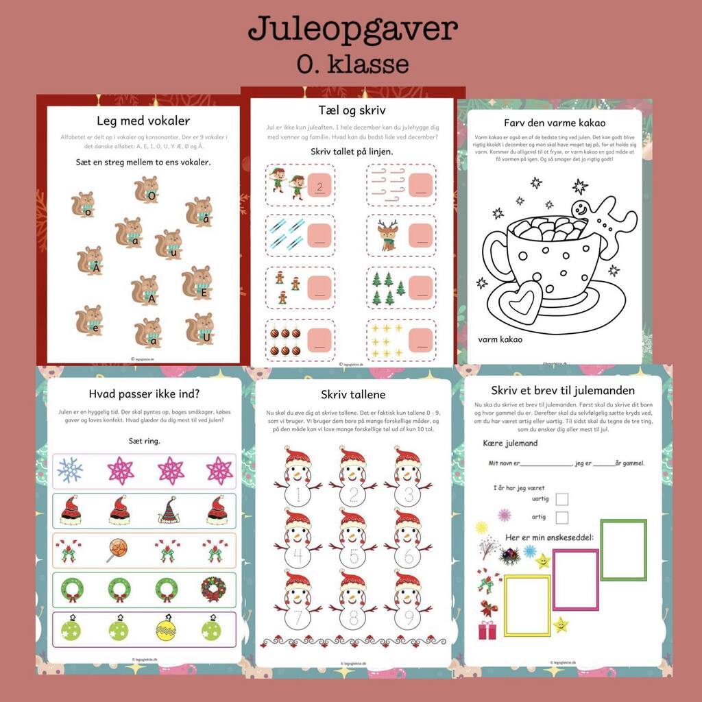 Juleopgaver 0. klasse (Print selv)