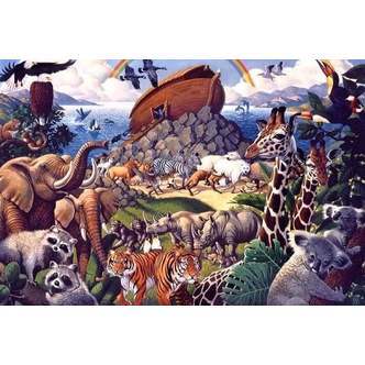 Noahs ark - Firkantede sten - 60 x 40 cm - Lærred, sten, pen, bakke, gele, poser til stenene