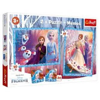 Disney Frozen 2 - 2 puslespil + Memo - 30/48 brikker