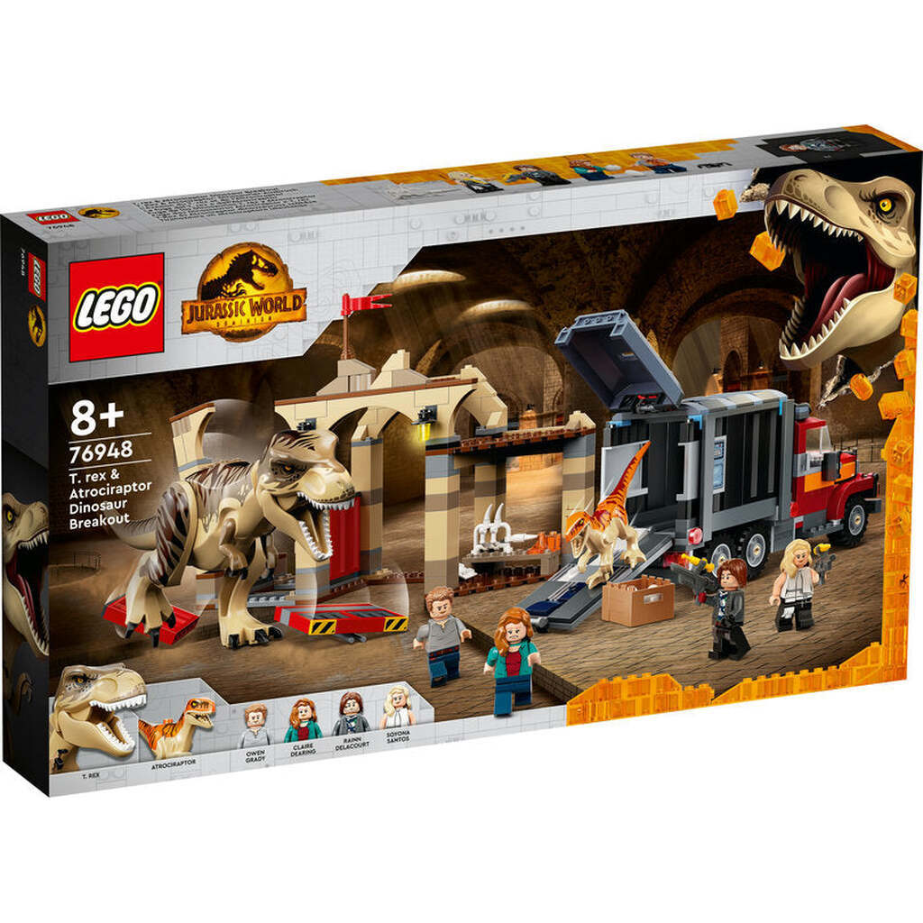 LEGO Jurassic World T. rex og atrociraptor på dinosauerflugt - Lego - Legekammeraten.dk