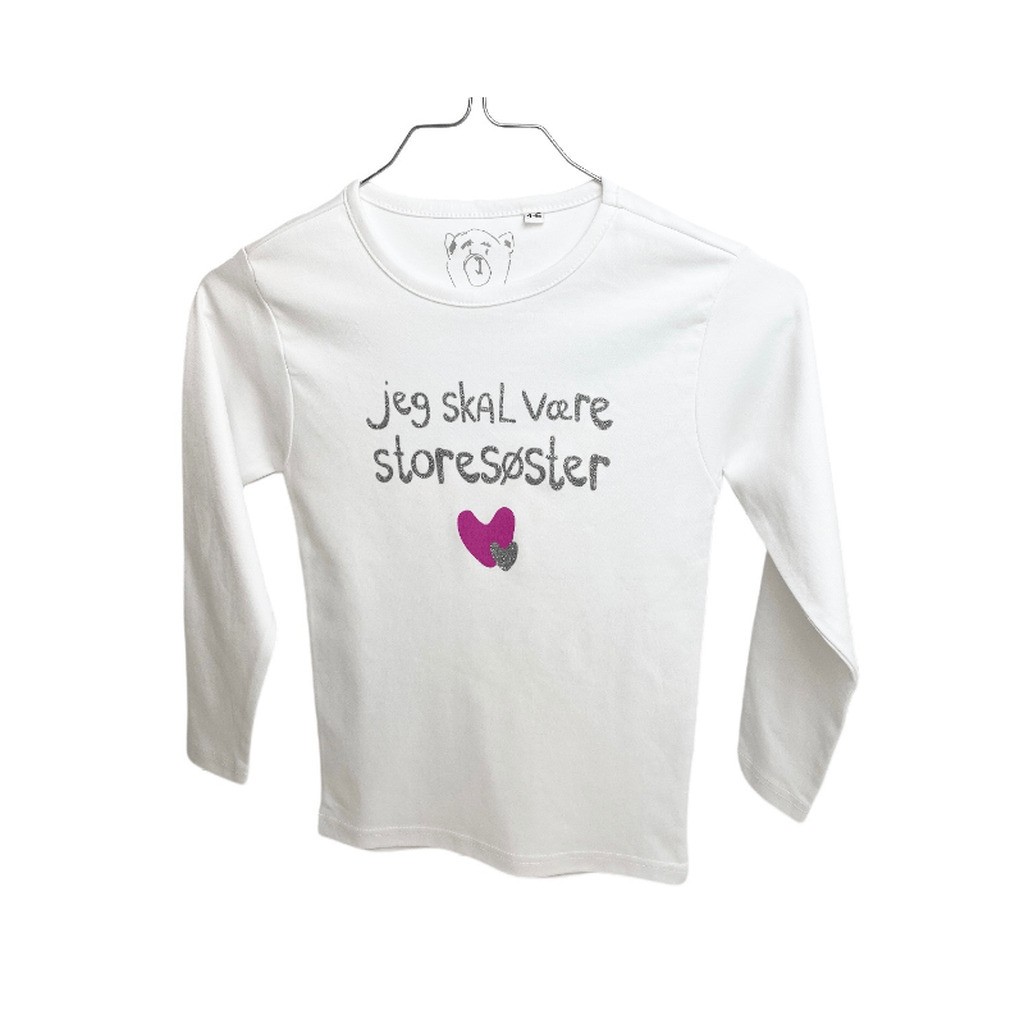 Jeg Skal Være Storesøster T-Shirt L/S, Hvid - Legekammeraten.dk