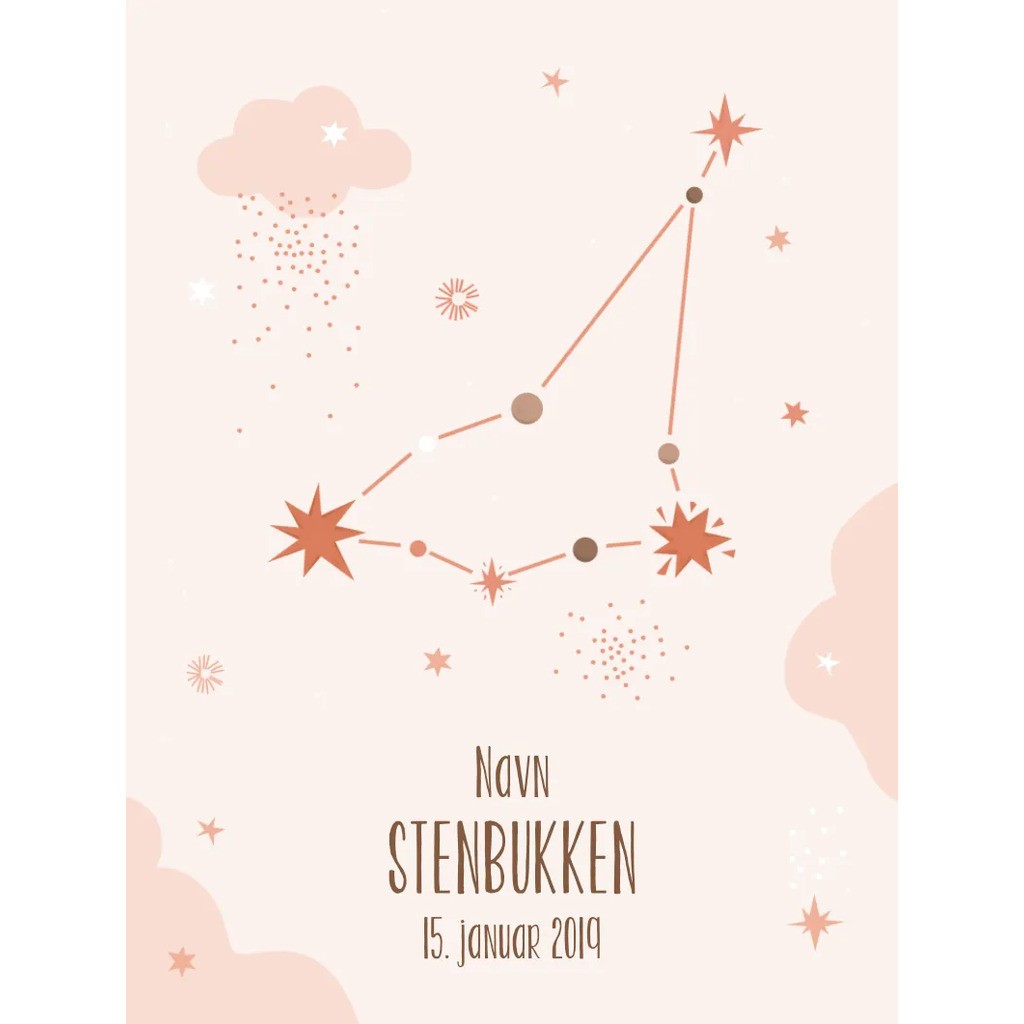 Plakat med stjernebillede - Stenbukken | Min Bedste Bog
