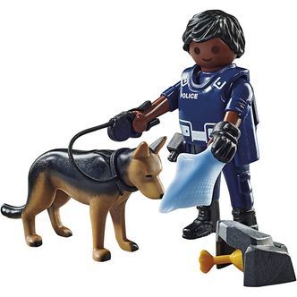 Playmobil Politibetjent med sporhund, 10 dele/ 1 sæt, 10 dele