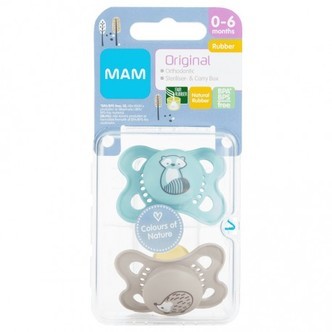 Mam Original 2-pack, Str. 1 (0-6 Mdr.), Symmetrisk - Latex, Blue