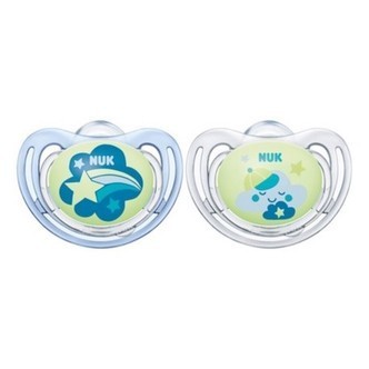Nuk Freestyle Night,  Str. 1 (0-6 Mdr.), Anatomisk - Silikone, 2-pak