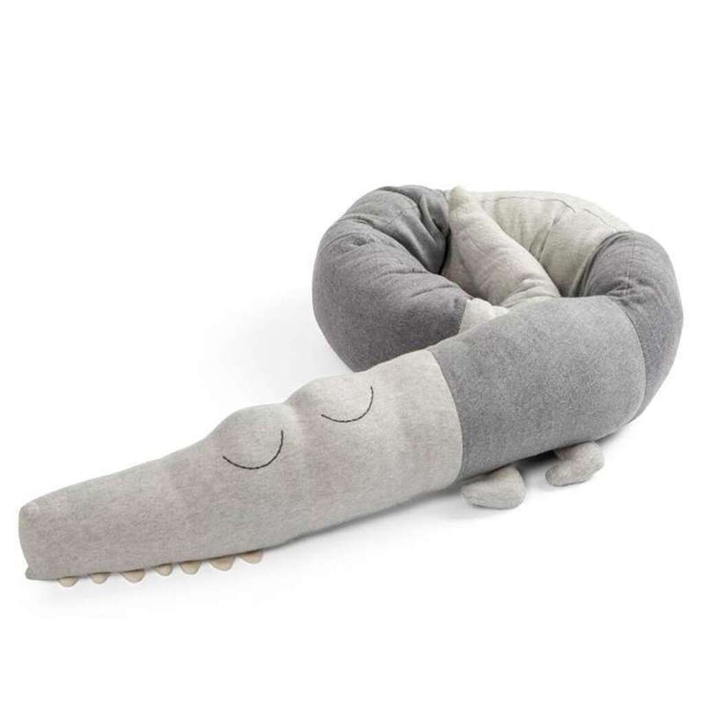 Sebra Strikket PudeSengerand - Sleepy Croc - Elephant Grey