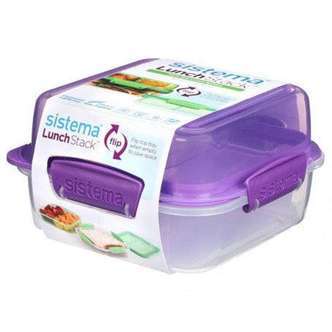Sistema Madkasse - Lunch Stack To Go Square - 1.24L - Lilla