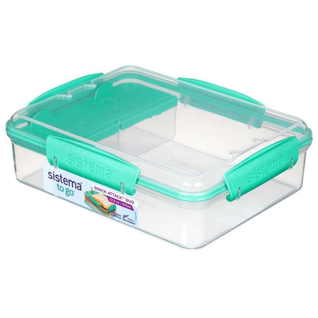 Sistema Madkasse - Snack Attack Duo To Go - 975ml - Klar/Minty Teal