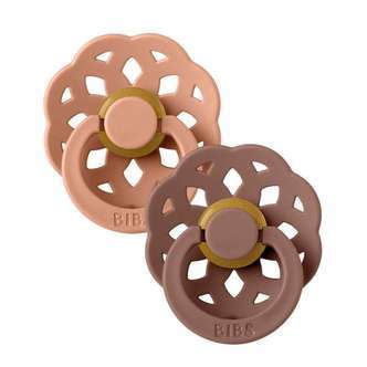 BIBS Boheme Sut - 2-Pak - Str. 1 - Naturgummi - PeachWoodchuck