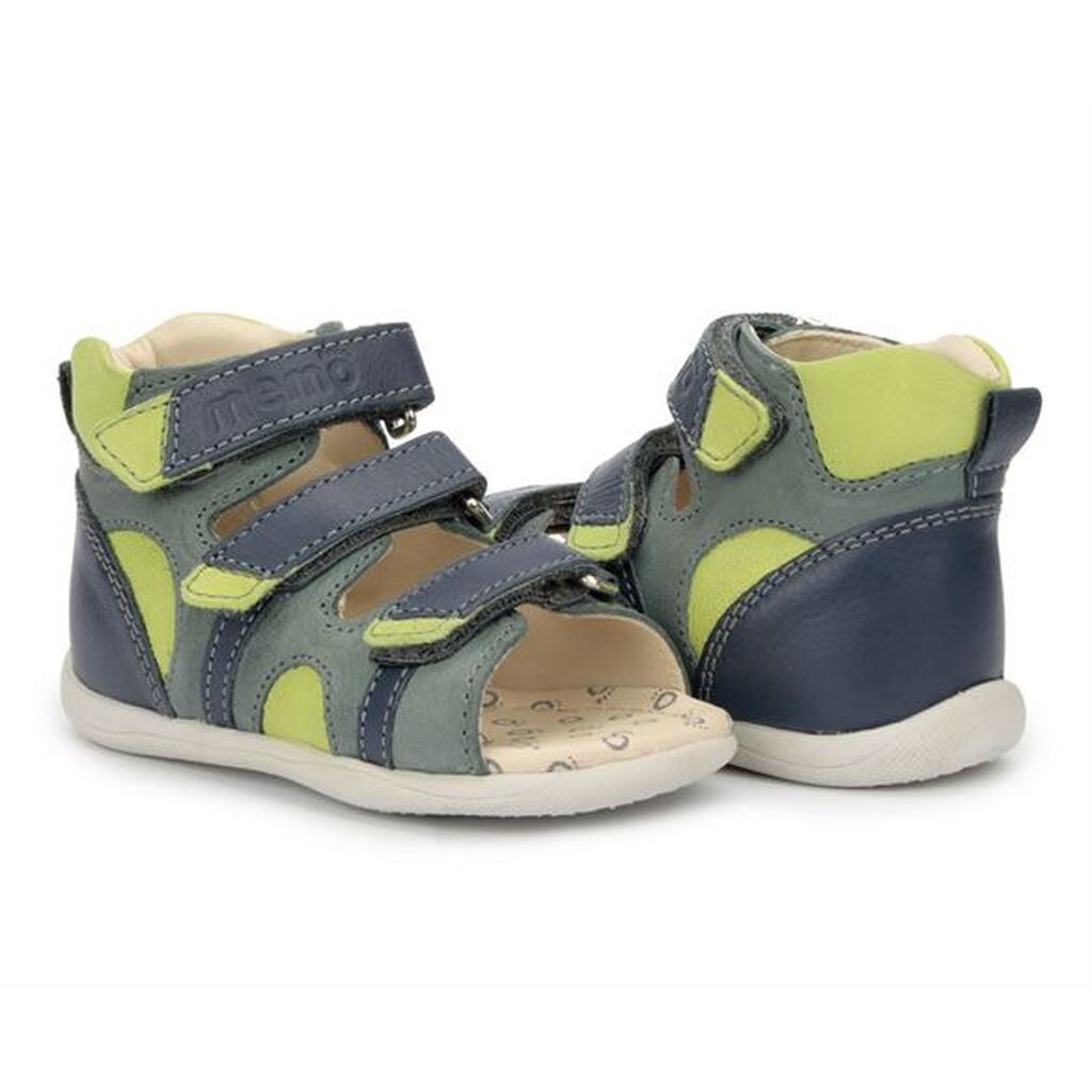 Memo Diego sandal, petrol navylime - drengesandal med ekstra støtte