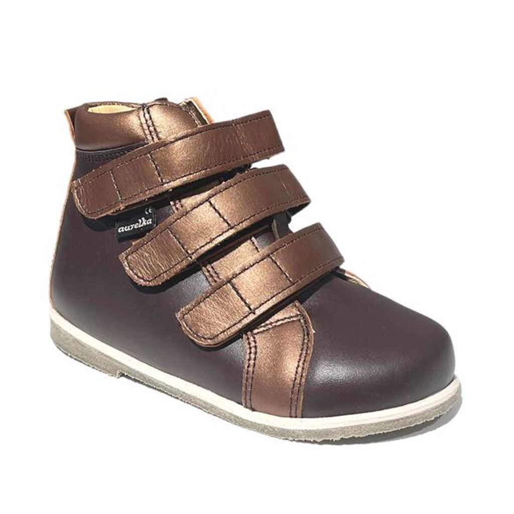 Aurelka velcrosko, brun/bronze  - sko med ekstra støtte