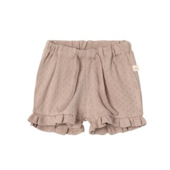 Lil&#39; Atelier Shorts med Flæser og Hulmønster - Rachel - Nougat str. 86