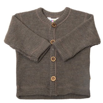 Joha Cardigan i tyk rib - Uld - Grå str. 120