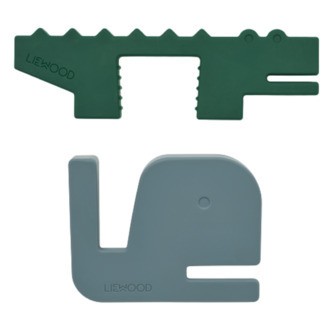 Liewood 2-pak Dørstopper - Bjarke - Hval/krokodille - Whale Blue/garden Green