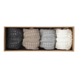 Gobabygo Bambus Sokker 4 Pack - Sand/grey/white str. 2-3 år