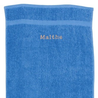 Havblåt Håndklæde med navn -  70 x 130 cm