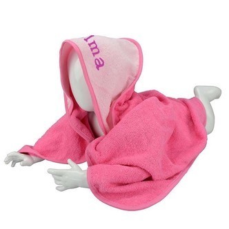 Babyhåndklæde pink og lyserød m/u navn