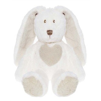 Hvid kanin med hjerte m/u navn fra Teddykompaniet